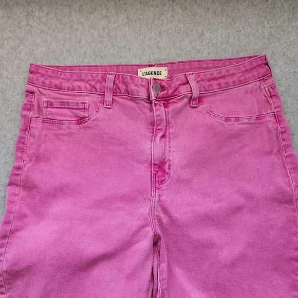 L'Agence Womens Margot Hi Rise Skinny Denim Crop Jean Pink NWOT Sz 32 BarbieCore - Picture 3 of 15